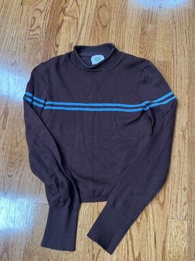 BDG women’s Brown rollneck Sweater with Blue Stripe